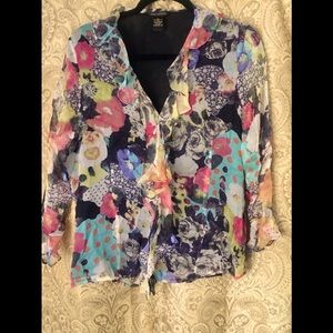 Missoni Black Floral Abstract Print Silk Blouse L